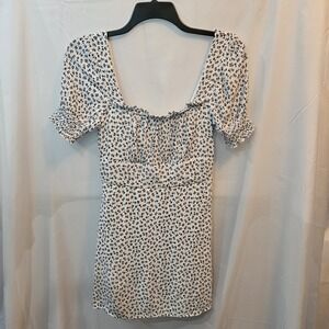 Row A  Milkmaid Mini Dress Cottagecore Smocked Empire Waist Puff Sleeves Square